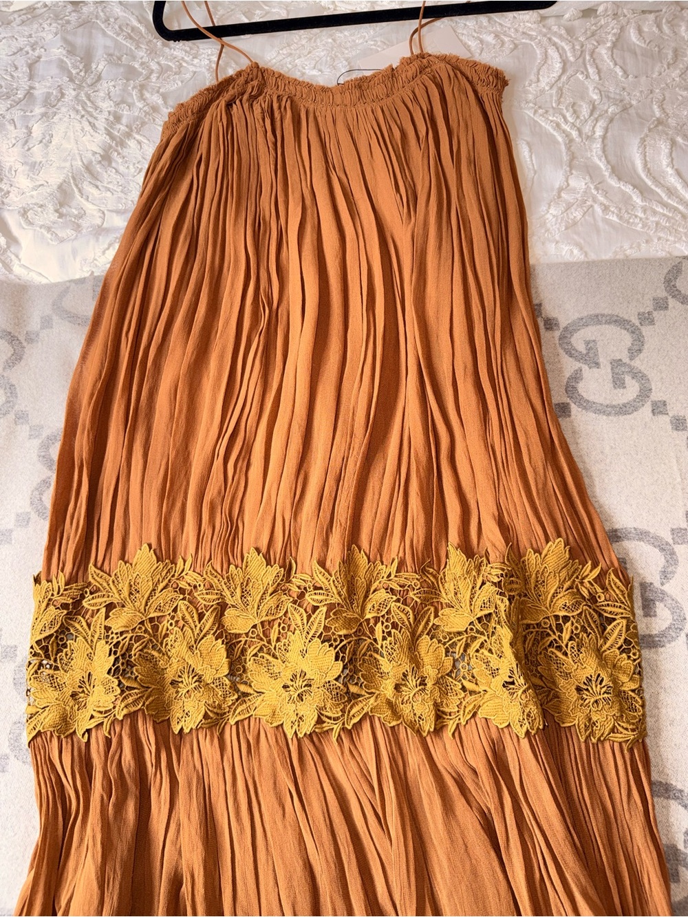 NWT Zara Brown Boho Maxi Dress with Lace Trim $129 - Picture 10 of 15